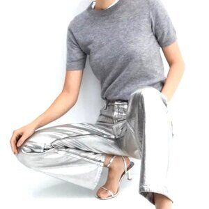 NEW! Rebecca Minkoff Silver Metallic Straight Jean SZ 4